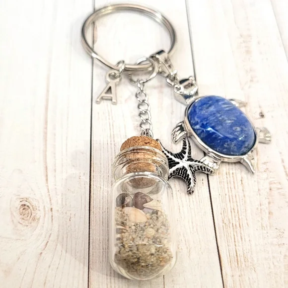 Letter "A" Ocean-Theme  Keychain - Picture 2 of 2